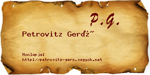 Petrovitz Gerő névjegykártya